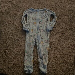 Little Sleepies Blue Elephant Print Footie